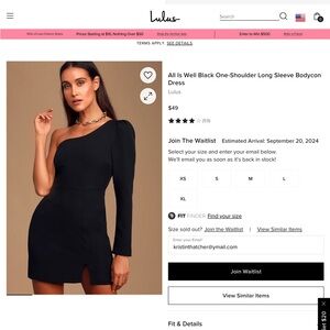 All Is Well Black One-Shoulder Long Sleeve Bodycon
Dress